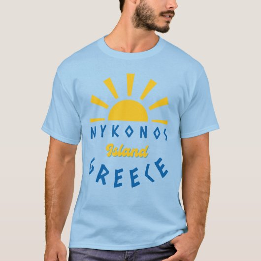 Mykonos Island, Greece - Sunshine Men's Blue Tシャツ (正面)