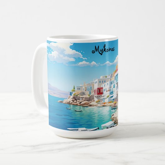Mykonos-Sipギリシャ語チャームのTouchとスタイル コーヒーマグカップ (正面左)
