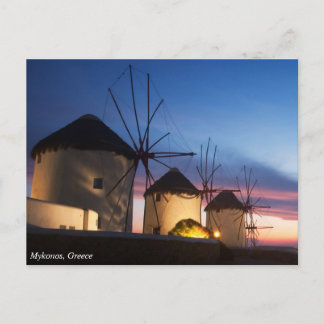 Mykonos Windmill Sunset,ギリシャ ポストカード