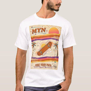 MYNヴィンテージ70年代サンセットスケートボードヤシの木 Tシャツ