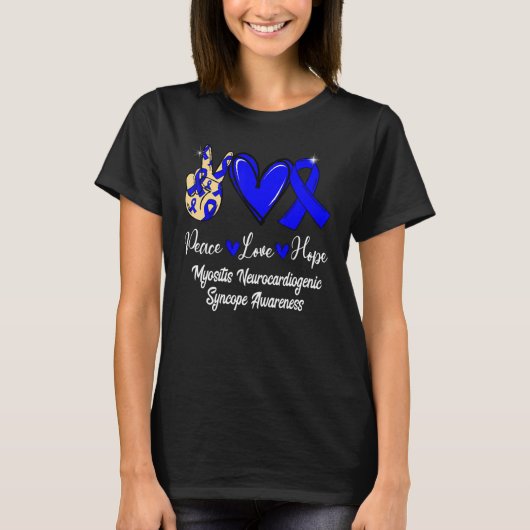 Myositis Neurocardiogenic Syncope MNS Peace Love H Tシャツ (正面)