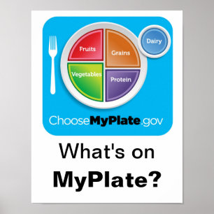 MyPlateの内容ポスター – 青(白) ポスター