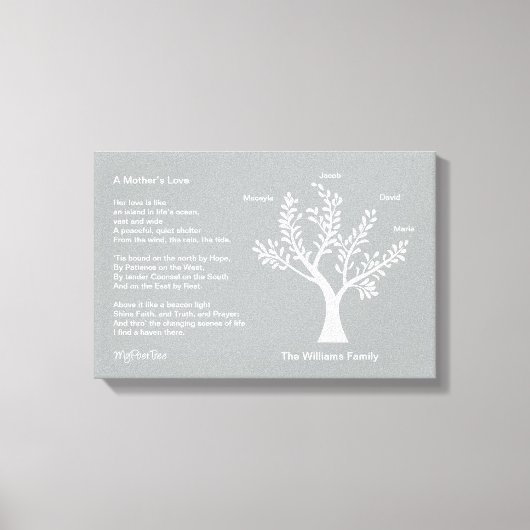 MyPoetTree、母の詩がある家族の木 キャンバスプリント (正面)