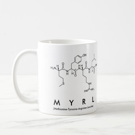 Myrlペプチド名mug コーヒーマグカップ (左)