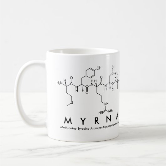 Myrnaペプチド名mug コーヒーマグカップ (左)