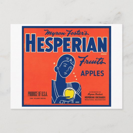 Myron Foster's Hesperian Fruits Apple Crate Labels ポストカード (正面)