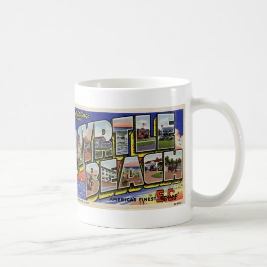 Myrtle Beachのヴィンテージの郵便はがきのマグからの挨拶 コーヒーマグカップ (右)