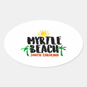 Myrtle Beachの水彩画 楕円形シール