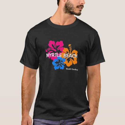 Myrtle BeachサウスカロライナのハイビスカスのTシャツ Tシャツ (正面)