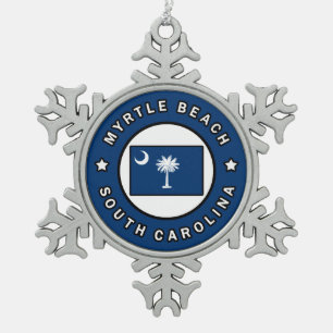 Myrtle Beachサウスカロライナ スノーフレークピューターオーナメント