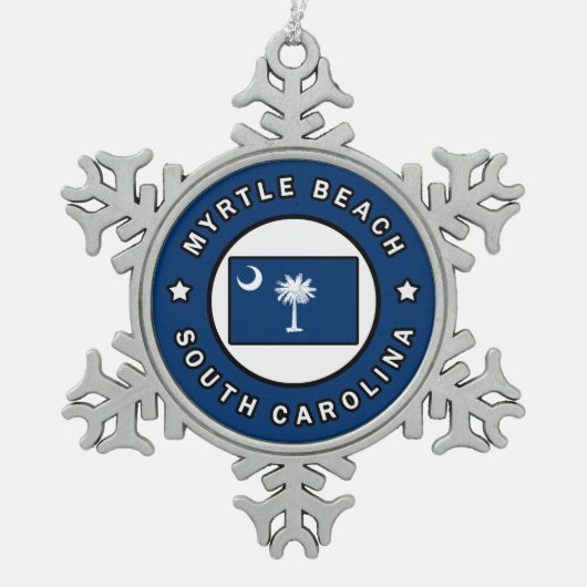 Myrtle Beachサウスカロライナ スノーフレークピューターオーナメント (正面)