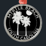 Myrtle Beachサウスカロライナ メタルオーナメント<br><div class="desc">白黒のMyrtle Beachサウスカロライナ。</div>