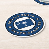 Myrtle Beachサウスカロライナ ラウンドペーパーコースター (アングル)