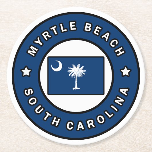 Myrtle Beachサウスカロライナ ラウンドペーパーコースター (正面)
