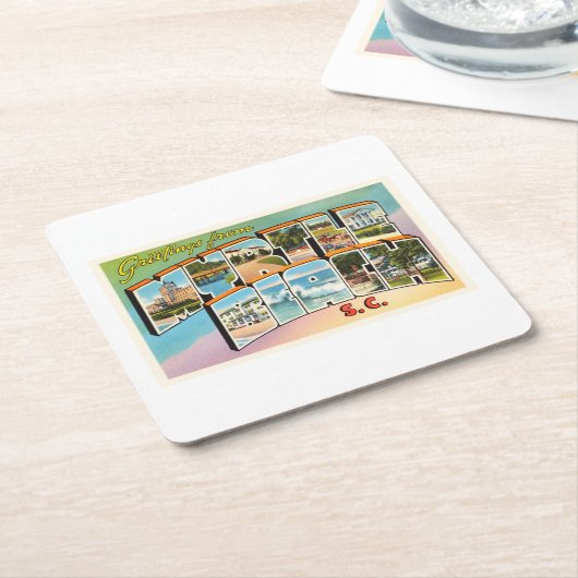 Myrtle BeachサウスカロライナSCのヴィンテージの郵便はがき スクエアペーパーコースター (アングル)