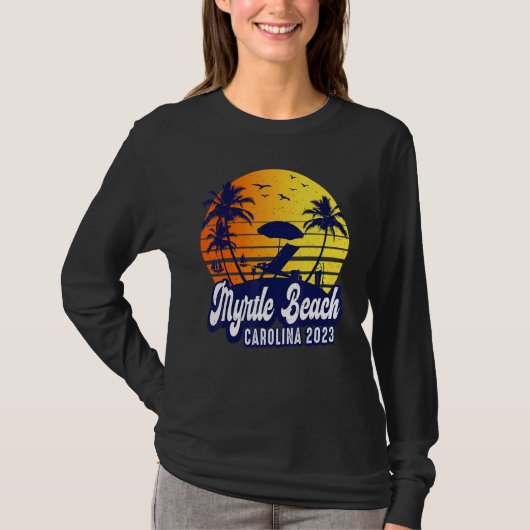 Myrtle Beach 2023 Carolina Sunset Beach Retro Tシャツ (正面)