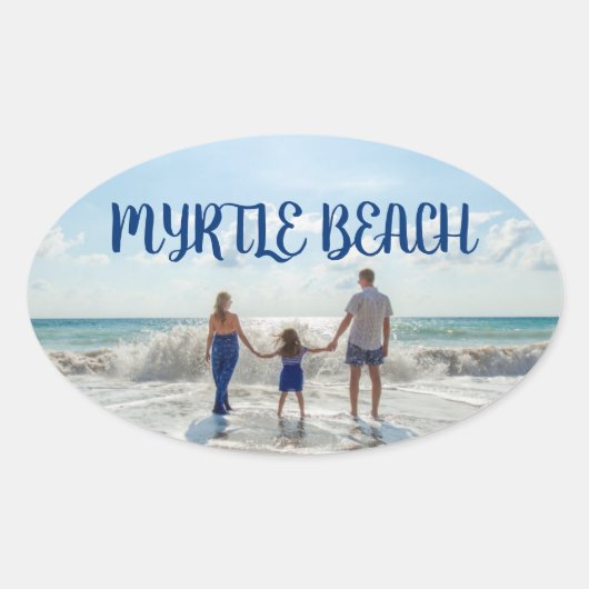 Myrtle Beach Change to Any Beach Souvenir 楕円形シール (正面)