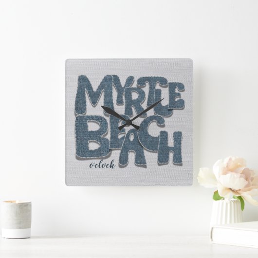 Myrtle Beach Denim Letter スクエア壁時計 (ホーム)