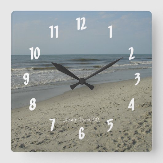 Myrtle Beach、SC. #3 スクエア壁時計 (正面)