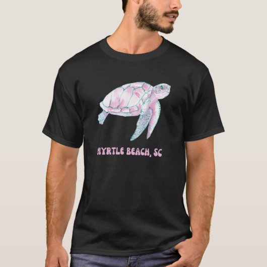 Myrtle Beach South Carolina Pink and Blue Sea Turt Tシャツ (正面)