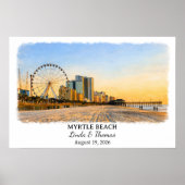 Myrtle Beach South Carolina Poster, Watercolor ポスター (正面)