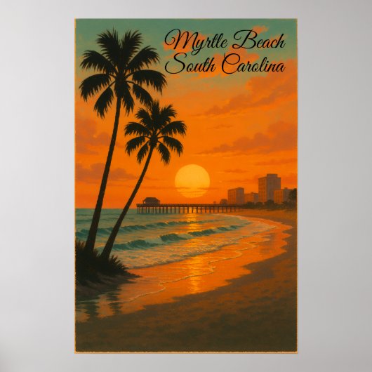 Myrtle Beach, South Carolina Retro Tourism Travel ポスター (正面)