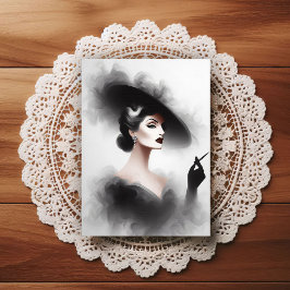 Mysterious 1940's Female Portrait Art ポストカード