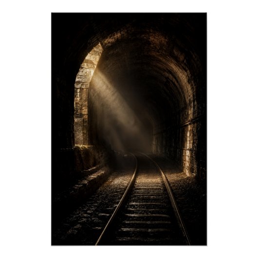 Mysterious Abandoned Railway Tunnel Light Poster ポスター (正面)