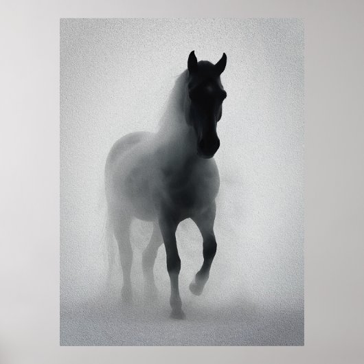 Mysterious Black Horse Emerging from Mist ポスター (正面)