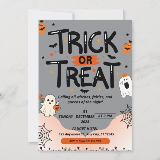 Mysterious Chinese Text Halloween Invitation 招待状 (正面)