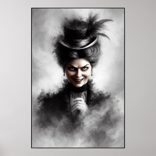 Mysterious Creepy Victorian Woman Portrait Art ポスター (正面)