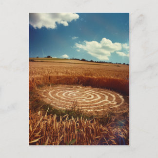Mysterious Crop Circle in Golden Wheat Field ポストカード