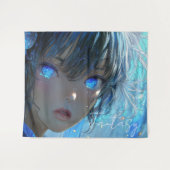 Mysterious Fantasy Girl - Ocean Art Aesthetic タペストリー (正面(横))