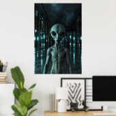 Mysterious Grey Alien ポスター (ホームオフィス)