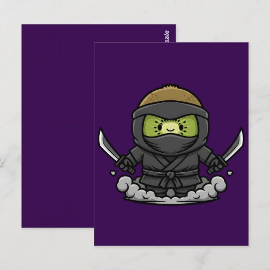 Mysterious Kage Kiwi Shadow Ninja Illustration ポストカード (正面/裏面)