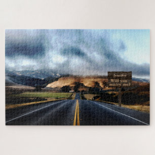 Mysterious Nature Scene Road Sign Marry Me Puzzle ジグソーパズル