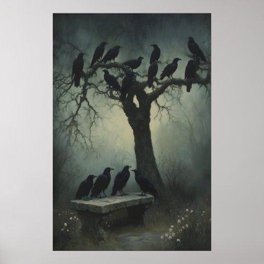 Mysterious Raven Art Dark Gothic Wall Print Crow ポスター (正面)