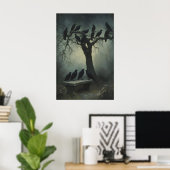 Mysterious Raven Art Dark Gothic Wall Print Crow ポスター (ホームオフィス)