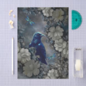 Mysterious Raven, White Florals & Dragonflies 薄葉紙 (クラフト)