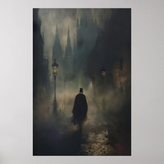 Mysterious Victorian Man Jack the Ripper Walking ポスター (正面)