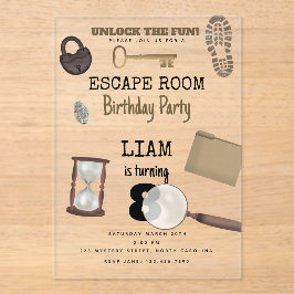 Mystery Kids Secret Agent Spy Detective Birthday アクリル招待状