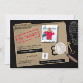 Mystery Kids Secret Agent Spy Detective Birthday 招待状 (正面)