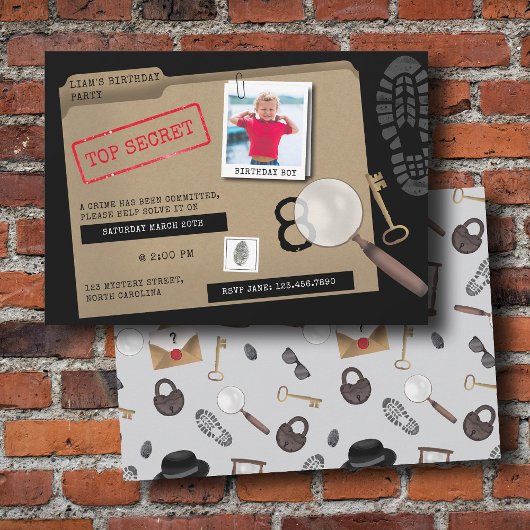 Mystery Kids Secret Agent Spy Detective Birthday 招待状