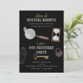 Mystery Kids Secret Agent Spy Detective Birthday 招待状 (スタンド正面)