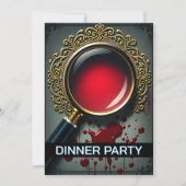 Mystery magnifying glass clues dinner party 招待状 (正面)