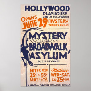 Mystery of Broadwalk Asylum Vintage Poster ポスター