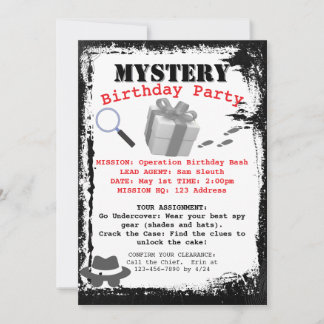 Mystery Sleuth Birthday Party Mission 招待状