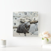 Mystery Time – Black Cat Wall Clock スクエア壁時計 (ホーム)