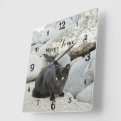 Mystery Time – Black Cat Wall Clock スクエア壁時計 (傾斜)