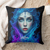 Mystery Woman Emerging from Blue & Purple Flames クッション (ブランケット)